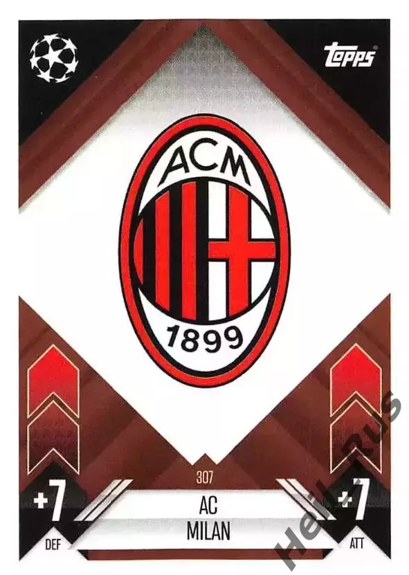 Футбол. Карточка Логотип/Эмблема AC Milan / Милан Лига Чемпионов 2024-25 TOPPS