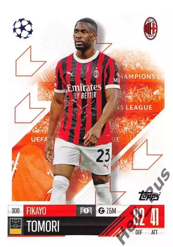 Футбол. Карточка Fikayo Tomori/Фикайо Томори Милан, Челси Лига Чемпионов 2024-25