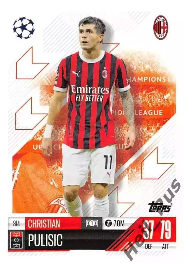 Карточка Кристиан Пулишич Милан, Боруссия Дортмунд, Челси Лига Чемпионов 2024-25