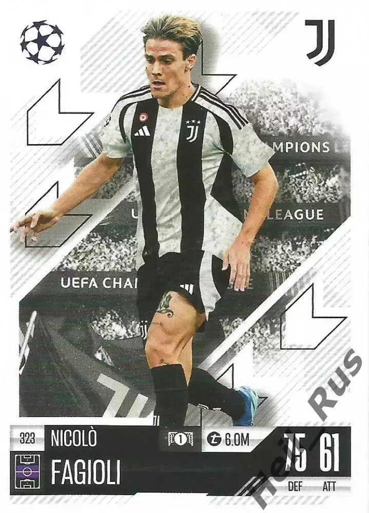 Футбол. Карточка Николо Фаджоли Ювентус, Фиорентина Лига Чемпионов 2024-25 TOPPS