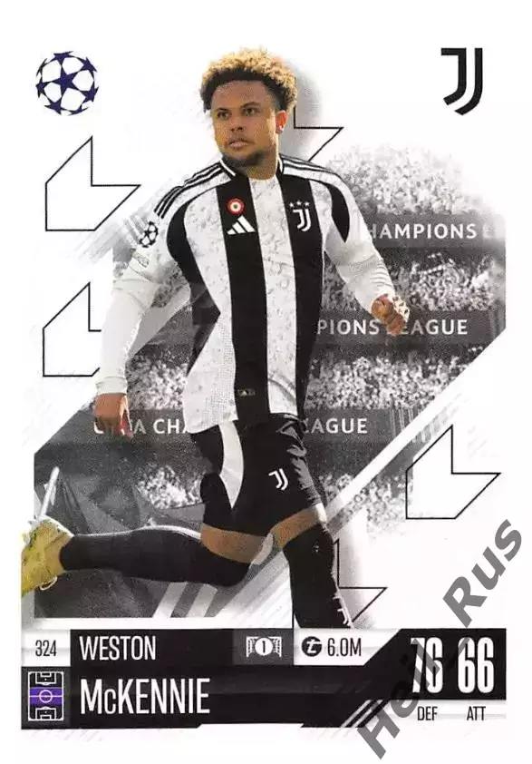 Футбол. Карточка Уэстон Маккенни Ювентус, Шальке 04 Лига Чемпионов 2024-25 TOPPS