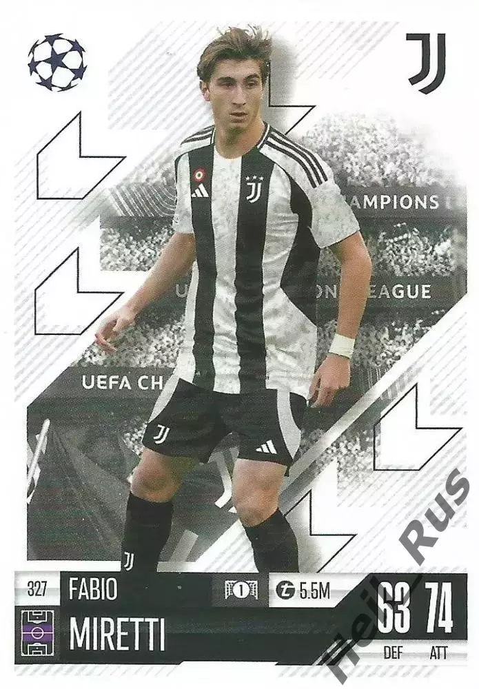 Футбол. Карточка Фабио Миретти (Ювентус, Дженоа) Лига Чемпионов 2024-25 TOPPS