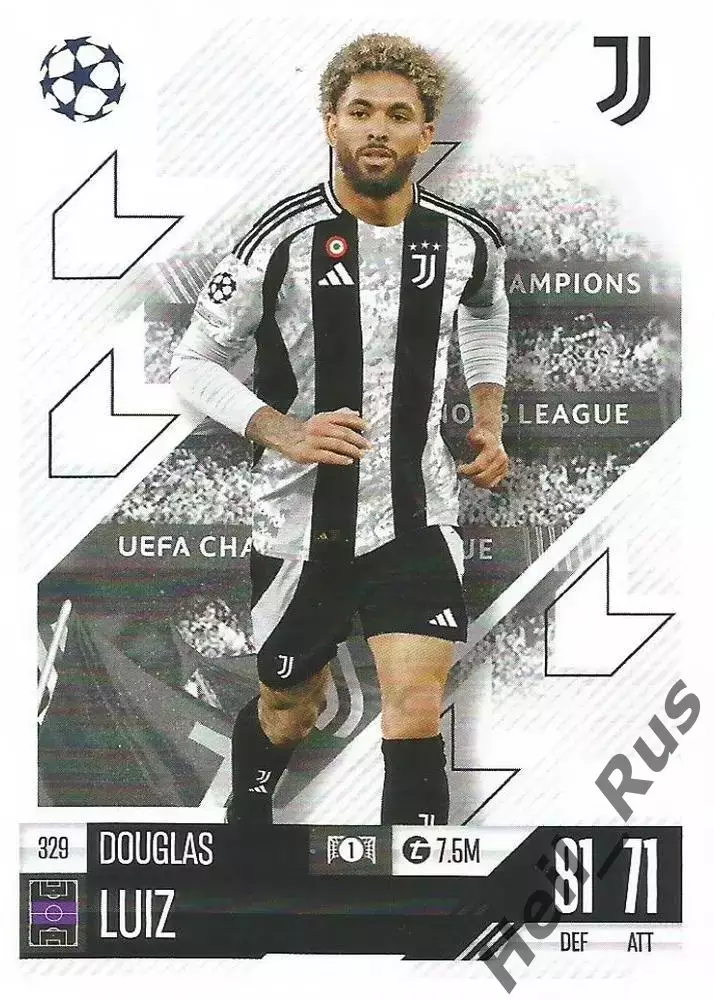 Футбол. Карточка Дуглас Луис (Ювентус, Астон Вилла) Лига Чемпионов 2024-25 TOPPS