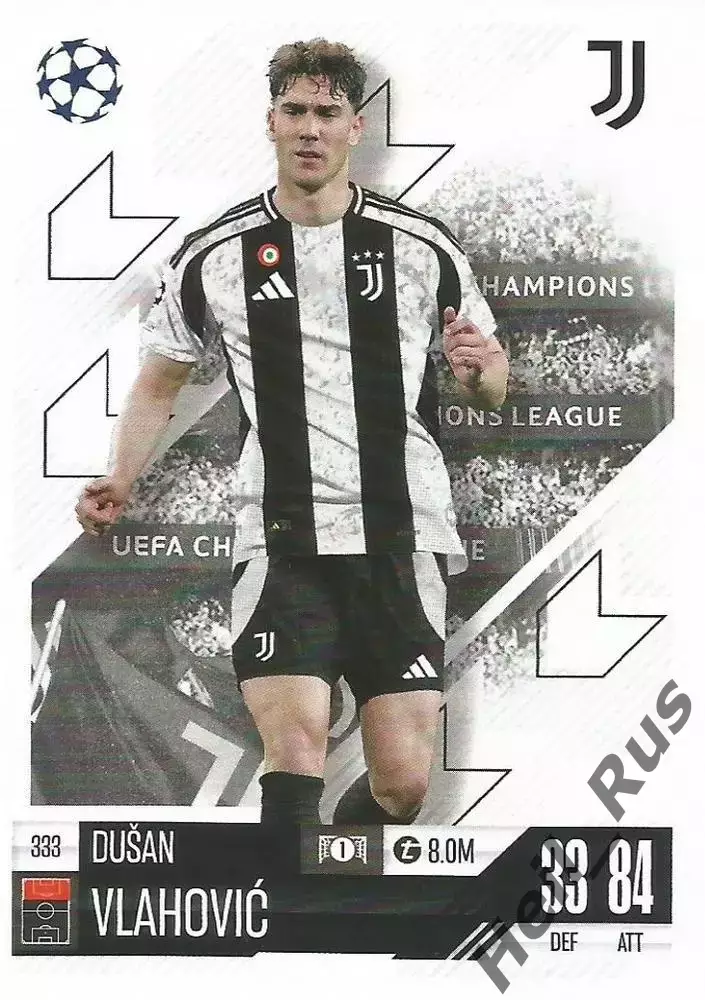 Карточка Душан Влахович Ювентус/Фиорентина/Партизан Лига Чемпионов 2024/25 TOPPS
