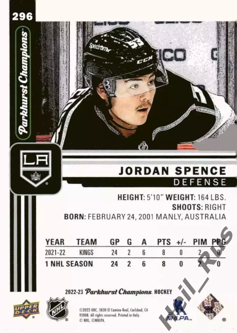 Карточка Spence / Джордан Спенс (Los Angeles Kings/Лос-Анджелес Кингз) НХЛ/NHL 1