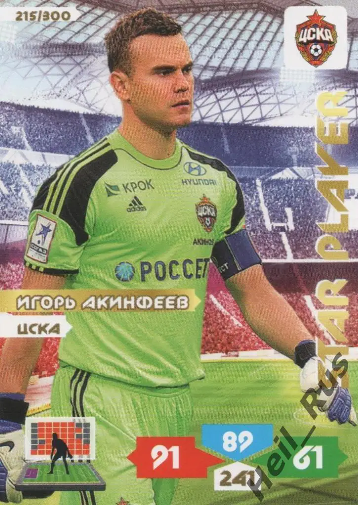 Футбол. Карточка Игорь Акинфеев (ЦСКА Москва) Panini/Панини РФПЛ 2013-14