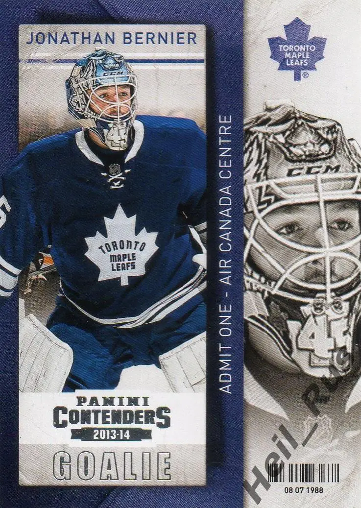 Карточка Jonathan Bernier/Джонатан Бернье (Toronto Maple Leafs/Торонто) НХЛ/NHL