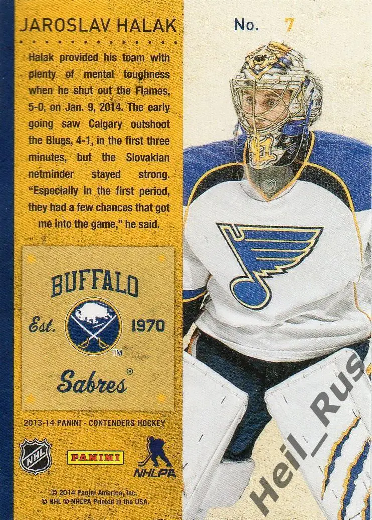 Карточка Ярослав Галак Buffalo Sabres/Баффало St. Louis Blues/Сент-Луис НХЛ/NHL 1