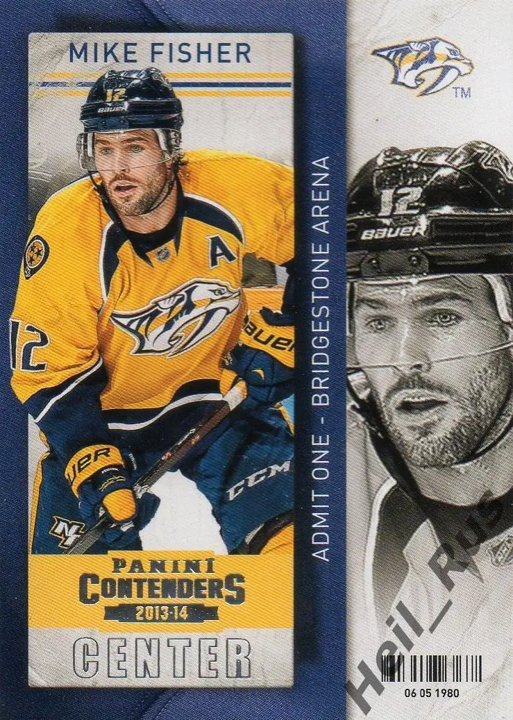 Хоккей; Карточка Mike Fisher/Майк Фишер (Nashville Predators / Нэшвилл) НХЛ/NHL