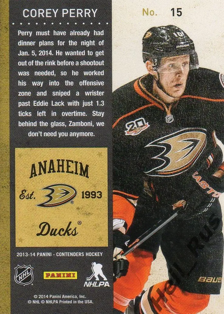 Хоккей; Карточка Corey Perry / Кори Перри (Anaheim Ducks / Анахайм Дакс) НХЛ/NHL 1