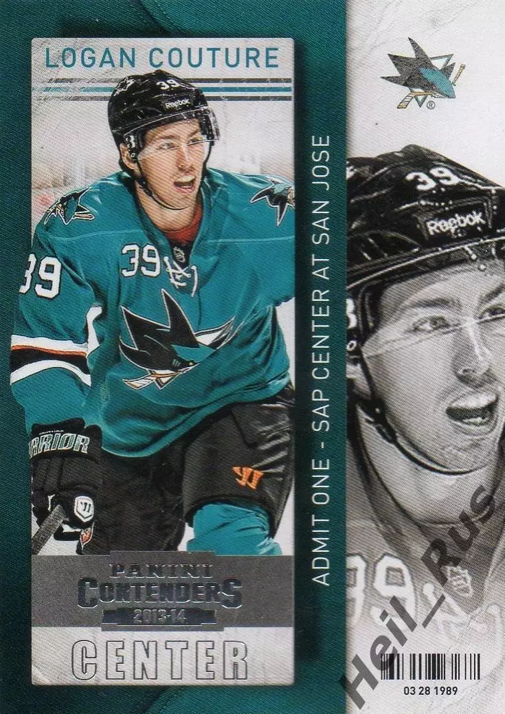 Хоккей Карточка Logan Couture/Логан Кутюр San Jose Sharks/Сан Хосе Шаркс NHL/НХЛ