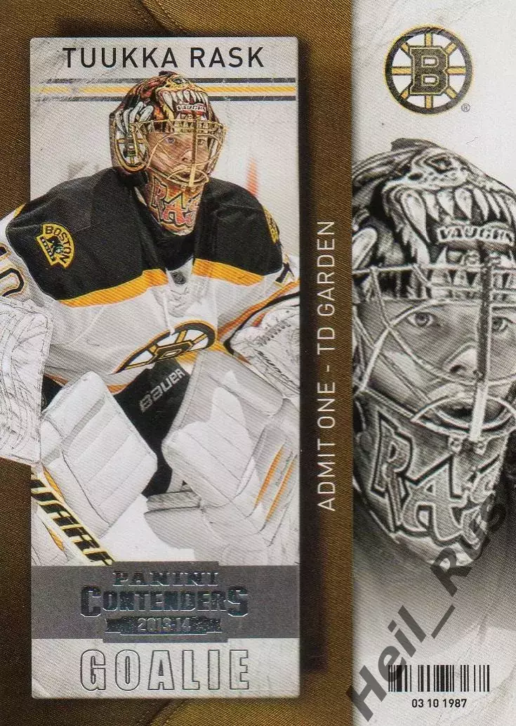 Хоккей Карточка Tuukka Rask/Туукка Раск (Boston Bruins/Бостон Брюинз) НХЛ / NHL