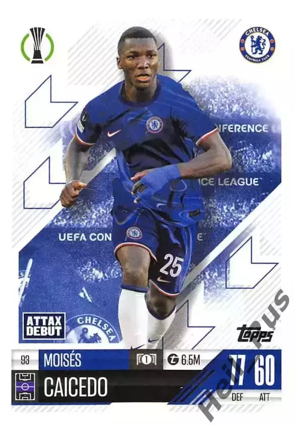 Карточка Мойсес Кайседо Челси, Брайтон энд Хоув Альбион Лига Конференций 2024-25