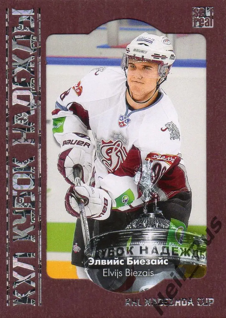 Хоккей. Карточка Элвийс Биезайс (Динамо Рига) КХЛ/KHL сезон 2013/14 SeReal
