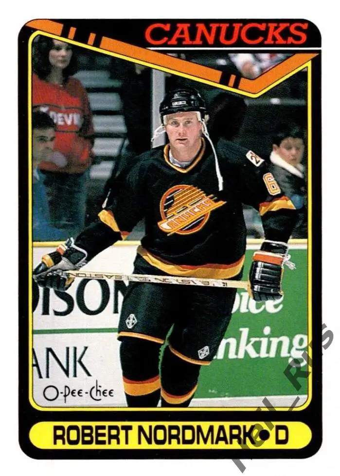 Хоккей. Карточка Robert Nordmark/Роберт Нордмарк (Vancouver Canucks) НХЛ/NHL