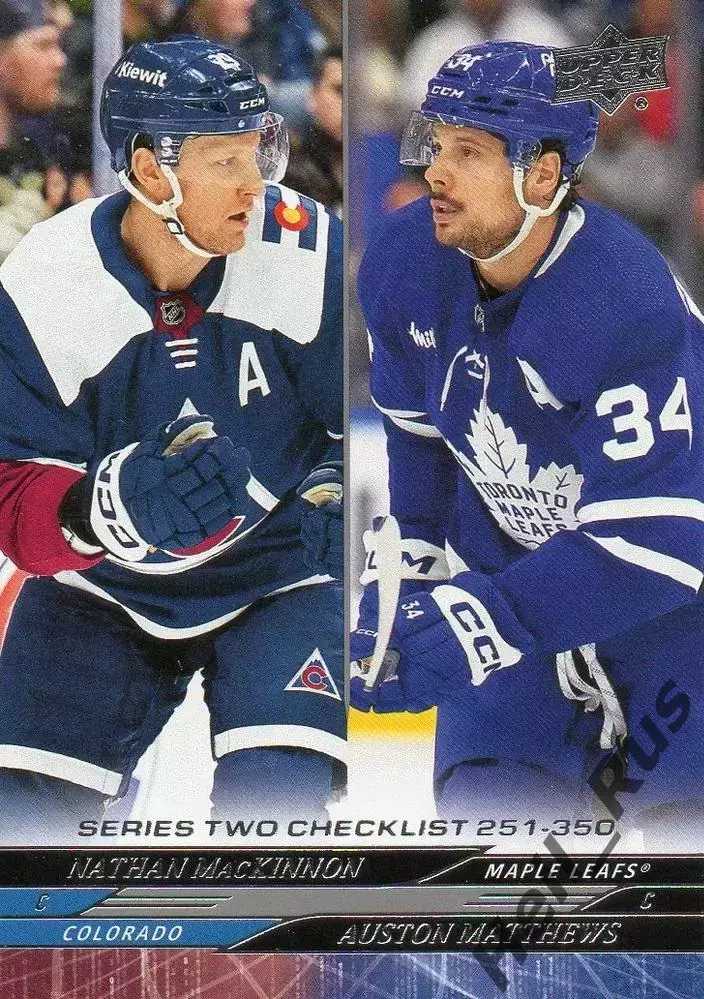 Карточка Натан Маккиннон/Остон Мэттьюс (Колорадо Эвеланш/Торонто Мейпл Лифс) НХЛ
