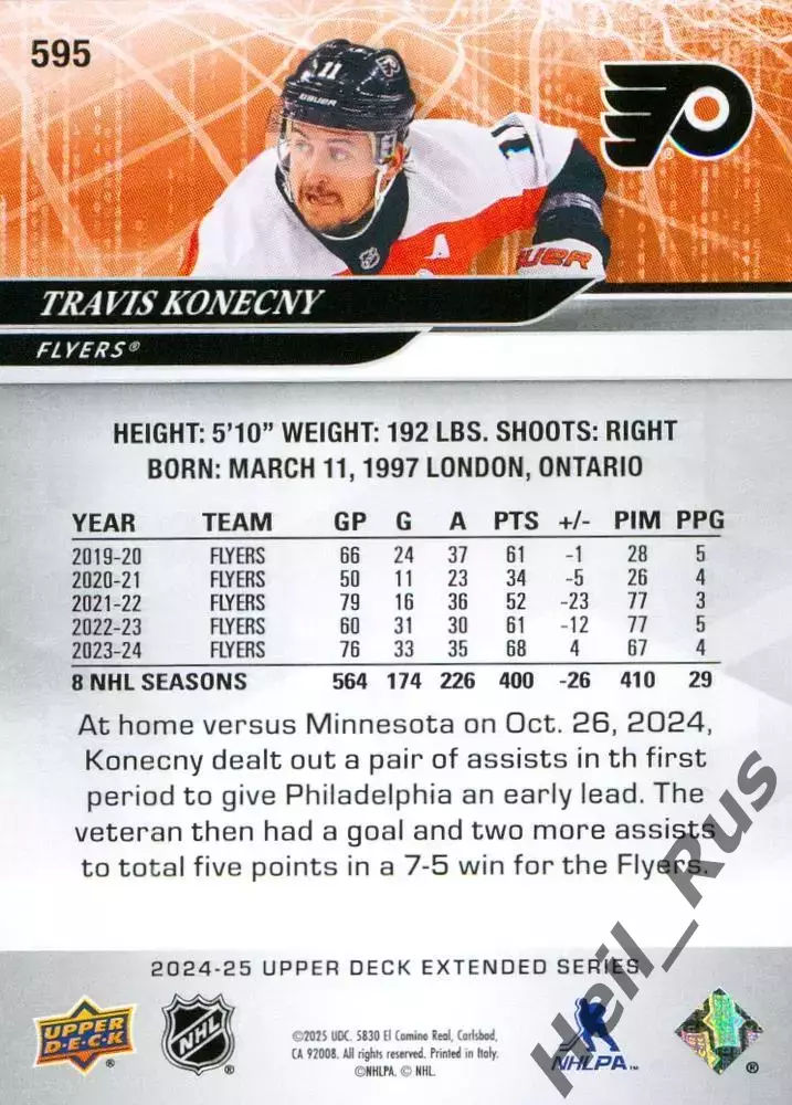 Карточка Konecny/Трэвис Конекни Philadelphia Flyers/Филадельфия Флайерз, НХЛ/NHL 1