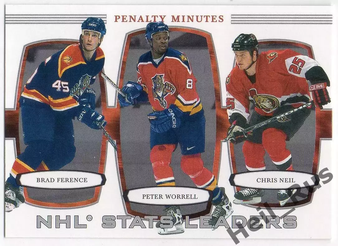 Карточка Питер Уоррелл/Брэд Ференс/Крис Нил Флорида Пантерз/Оттава Сенаторз НХЛ