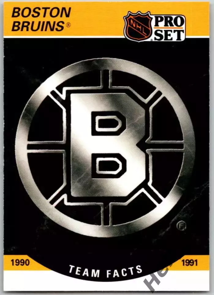 Хоккей. Карточка Логотип/Эмблема Boston Bruins/Бостон Брюинз НХЛ/NHL 1990-1991