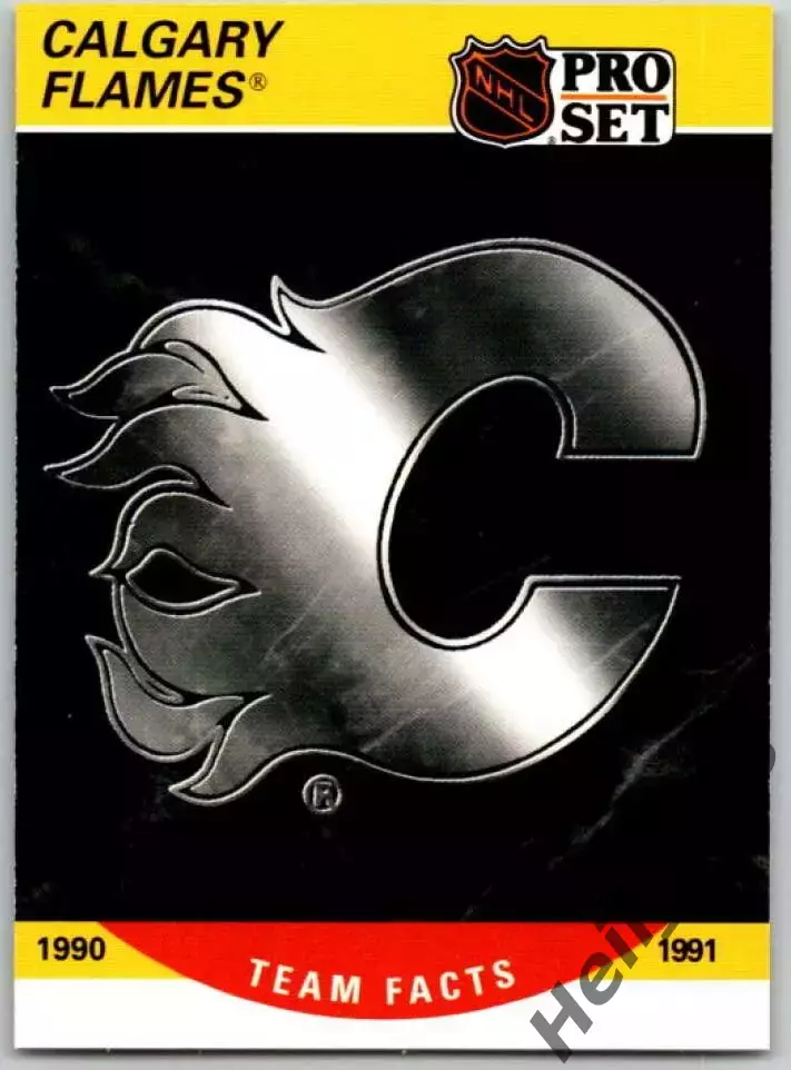 Хоккей. Карточка Логотип/Эмблема Calgary Flames/Калгари Флэймз НХЛ/NHL 1990-1991