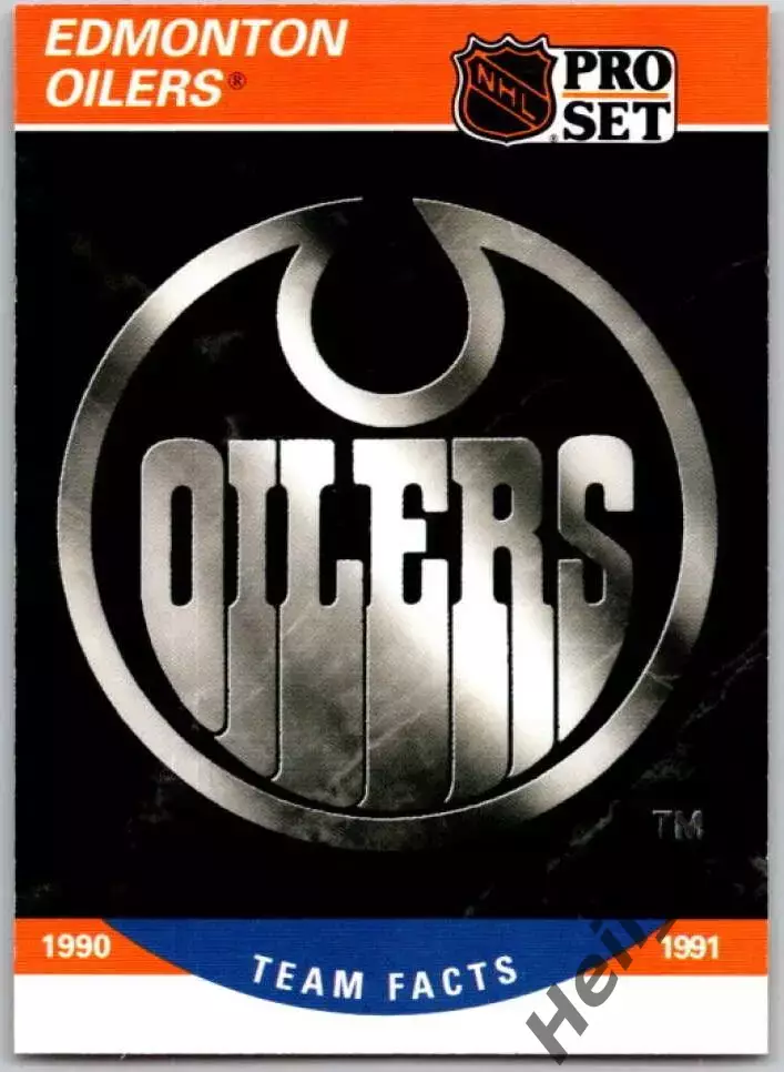 Хоккей. Карточка Логотип/Эмблема Edmonton Oilers/Эдмонтон Ойлерз НХЛ/NHL 1990-91