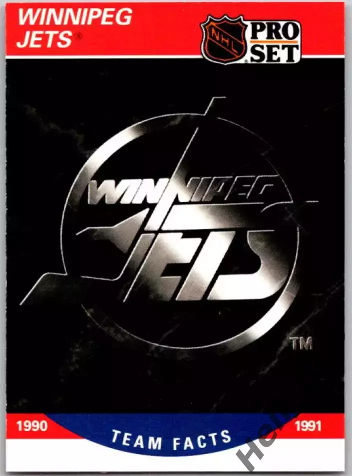 Хоккей. Карточка Логотип/Эмблема Winnipeg Jets/Виннипег Джетс НХЛ/NHL 1990-1991