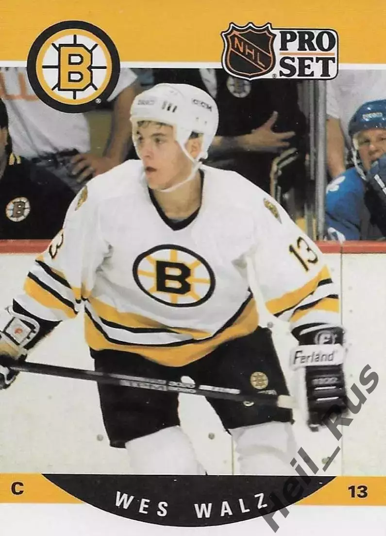 Хоккей. Карточка Wes Walz/Уэс Уолц (Boston Bruins/Бостон Брюинз) НХЛ/NHL 1990/91