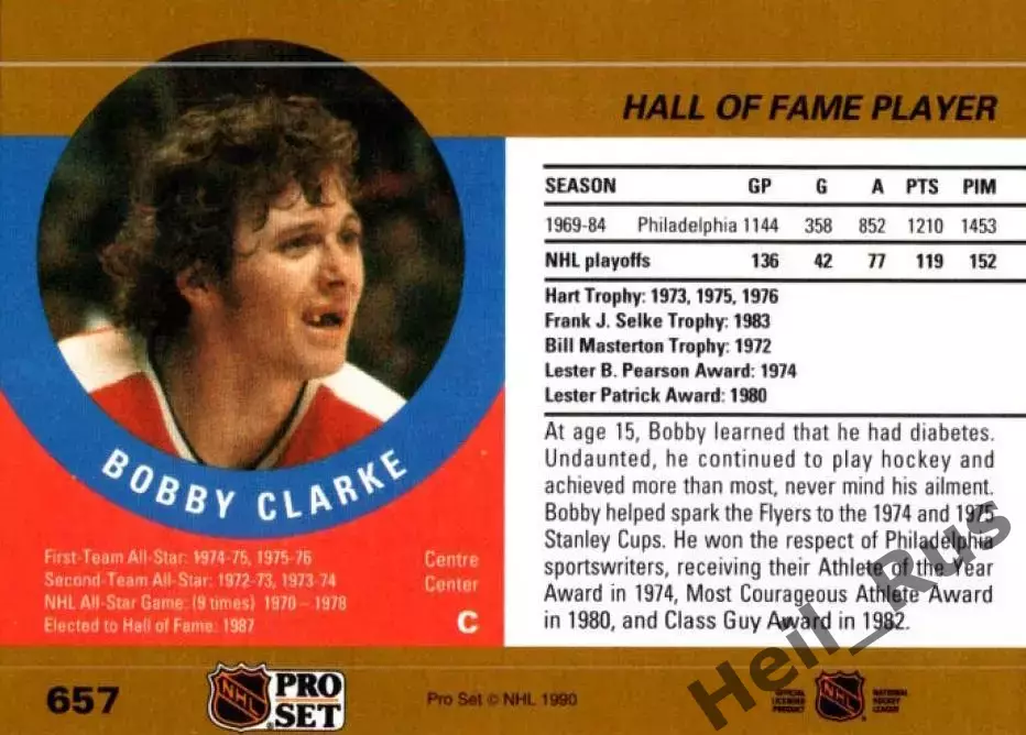 Карточка B. Clarke/Бобби Кларк (Philadelphia Flyers/Филадельфия Флайерз) NHL/НХЛ 1