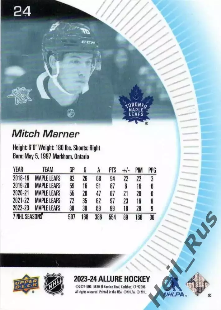 Карточка Mitch Marner/Митч Марнер Toronto Maple Leafs/Торонто Мейпл Лифс НХЛ NHL 1