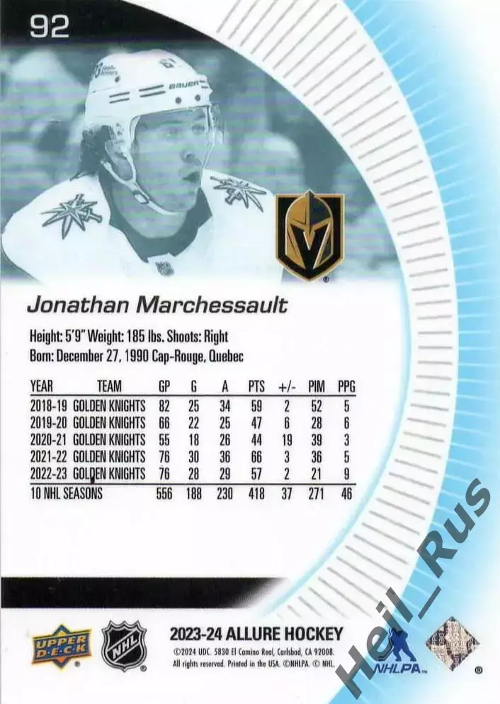 Карточка Marchessault / Джонатан Маршессо (Vegas Golden Knights / Вегас) НХЛ/NHL 1
