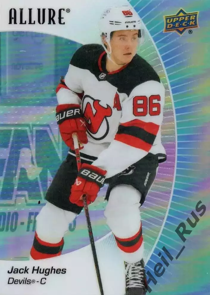 Карточка Jack Hughes/Джек Хьюз (New Jersey Devils / Нью-Джерси Девилз) НХЛ / NHL