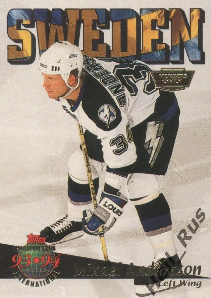 Карточка Микаэль Андерссон Швеция/Tampa Bay Lightning/Тампа-Бэй Лайтнинг НХЛ/NHL