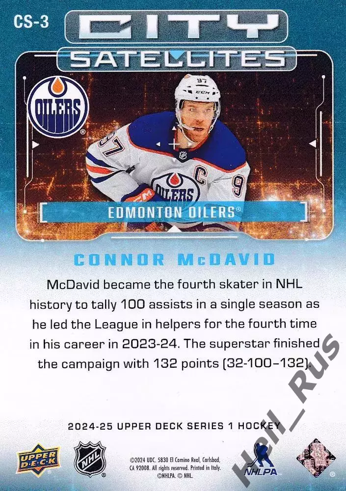 Карточка Connor McDavid/Коннор Макдэвид Edmonton Oilers/Эдмонтон Ойлерз; НХЛ/NHL 1