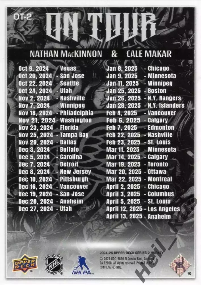 Карточка Натан Маккиннон/Кейл Макар Colorado Avalanche/Колорадо Эвеланш НХЛ/NHL 1