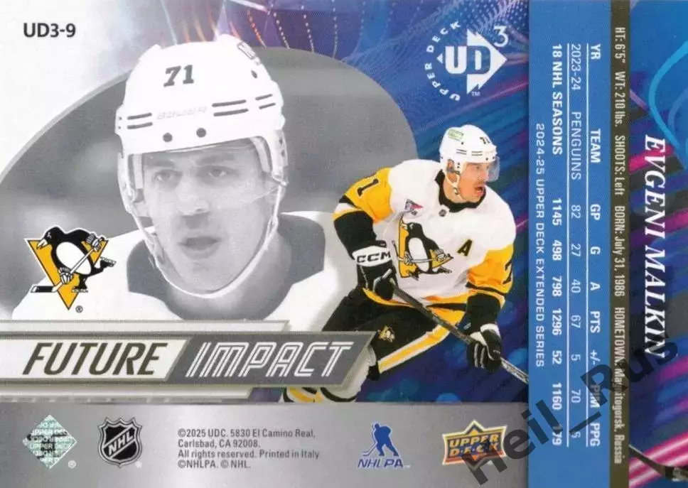 Карточка Евгений Малкин (Питтсбург Пингвинз/Металлург Магнитогорск) NHL/НХЛ КХЛ 1