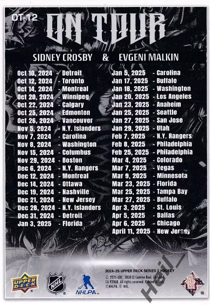 Карточка Сидни Кросби/Евгений Малкин (Питтсбург Пингвинз, Металлург) НХЛ/NHL/КХЛ 1