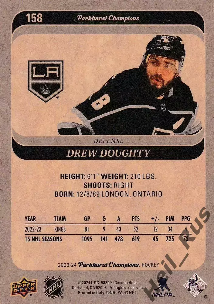 Карточка Drew Doughty/Дрю Даути (Los Angeles Kings/Лос-Анджелес Кингз) НХЛ-NHL 1
