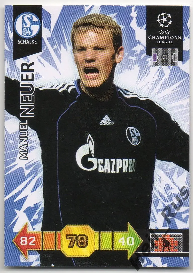 Футбол Карточка Мануэль Нойер (Шальке 04, Бавария) Panini Лига Чемпионов 2010-11