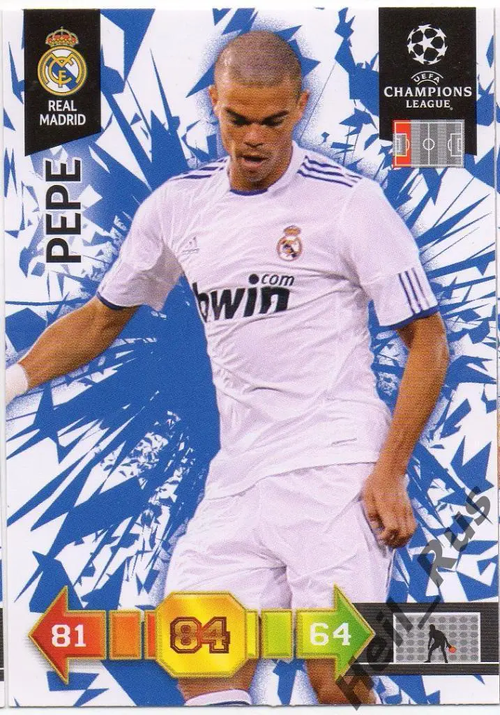 Футбол. Карточка Pepe/Пепе (Реал Мадрид) Panini/Панини Лига Чемпионов 2010-11