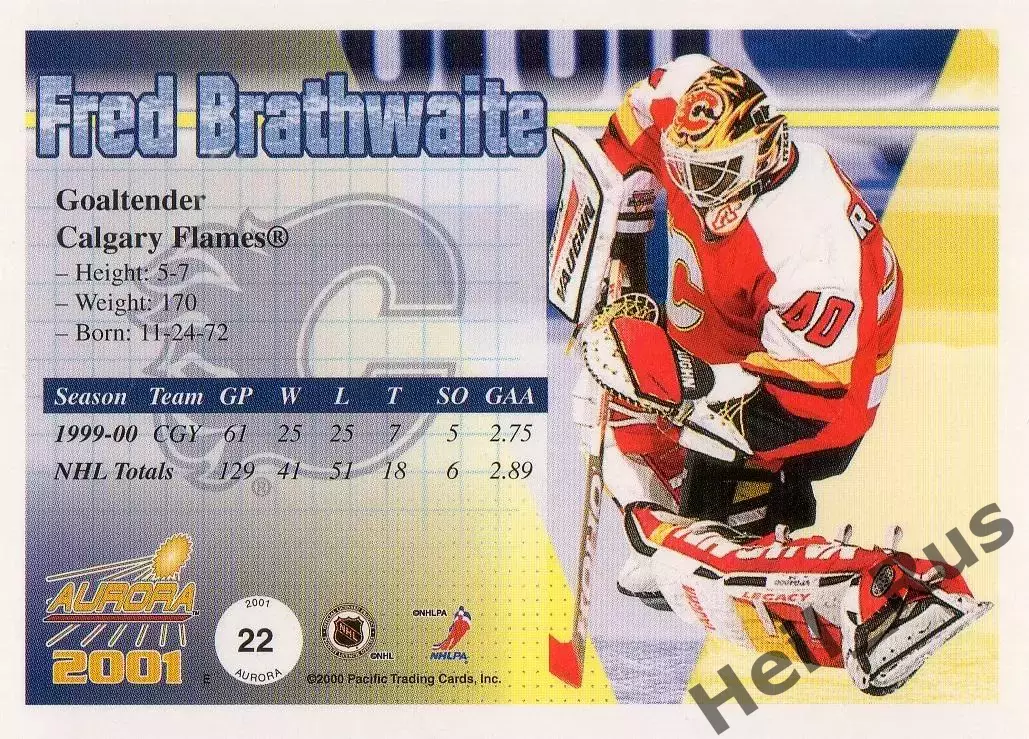 Карточка Фред Брэтуэйт (Calgary Flames/Калгари Флэймз, Ак Барс/Авангард) НХЛ/NHL 1