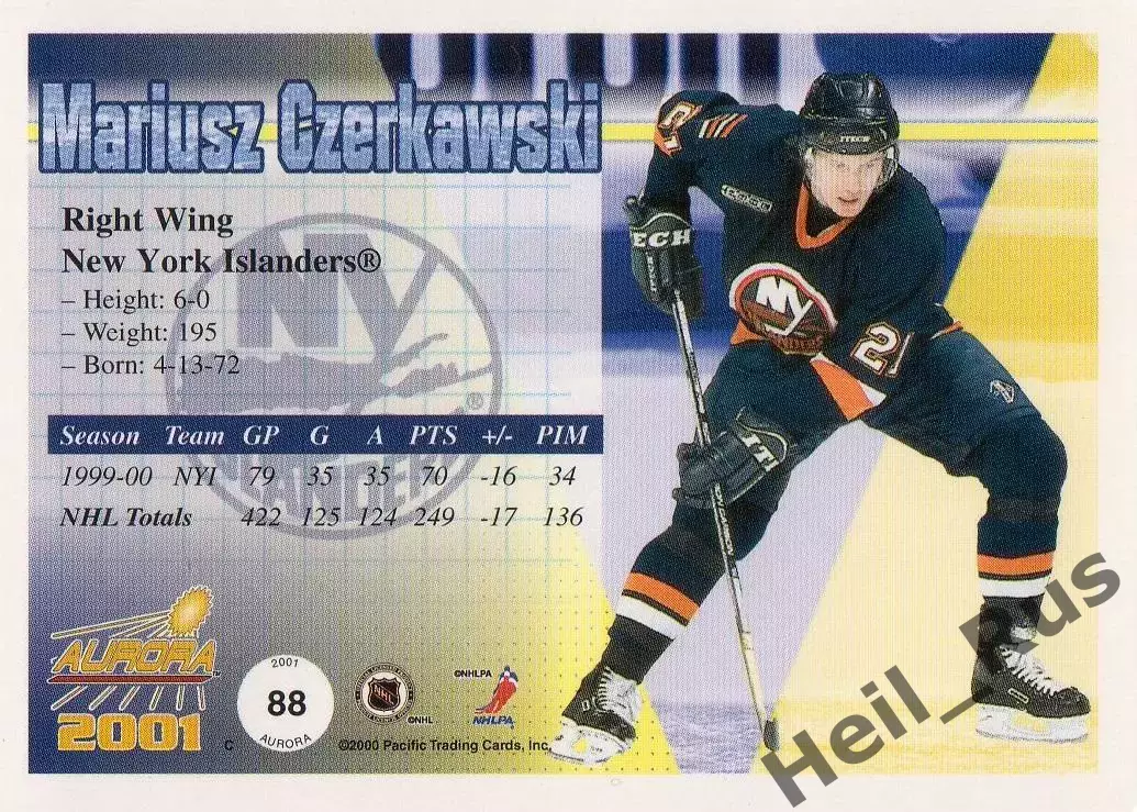 Хоккей Карточка Мариуш Черкавски (New York Islanders/Нью-Йорк Айлендерс) НХЛ/NHL 1
