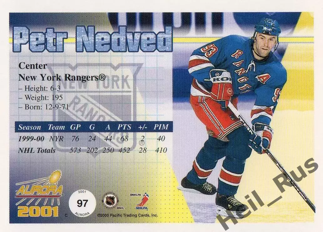 Карточка Petr Nedved/Петр Недвед (New York Rangers/Нью-Йорк Рейнджерс) НХЛ/NHL 1