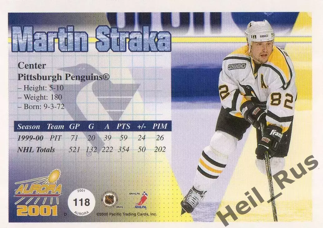 Карточка Straka/Мартин Страка (Pittsburgh Penguins/Питтсбург Пингвинз) НХЛ/NHL 1