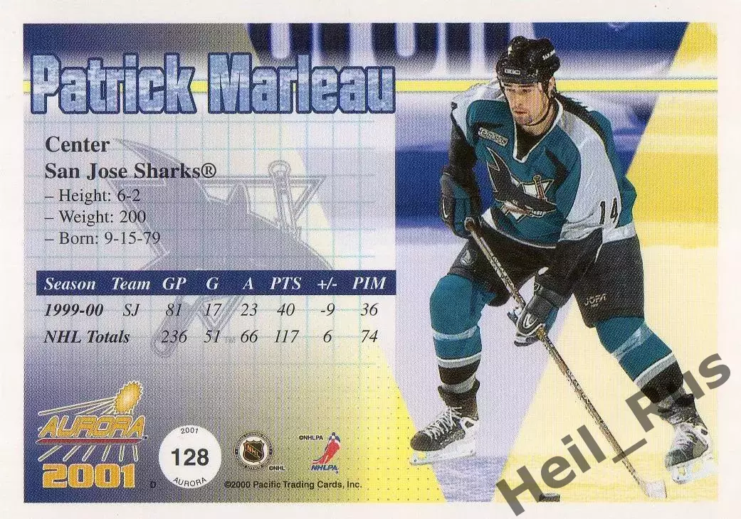 Карточка Patrick Marleau/Патрик Марло (San Jose Sharks/Сан-Хосе Шаркс) НХЛ / NHL 1