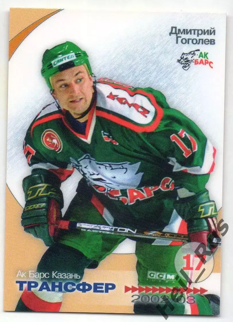 Хоккей. Карточка Дмитрий Гоголев (Ак Барс Казань) Русский Лед сезон 2002-2003