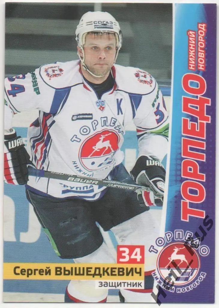Хоккей. Карточка Сергей Вышедкевич (Торпедо Нижний Новгород) КХЛ сезон 2010/11