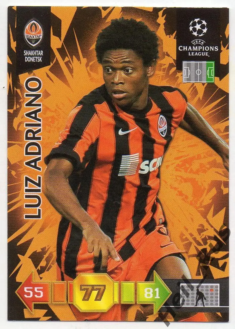 Карточка Луис Адриано Шахтер Донецк, Спартак Москва/Милан Лига Чемпионов 2010-11