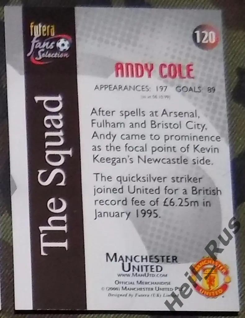 Футбол. Карточка Andy Cole/Энди Коул (Manchester United/Манчестер Юнайтед) 2000 1