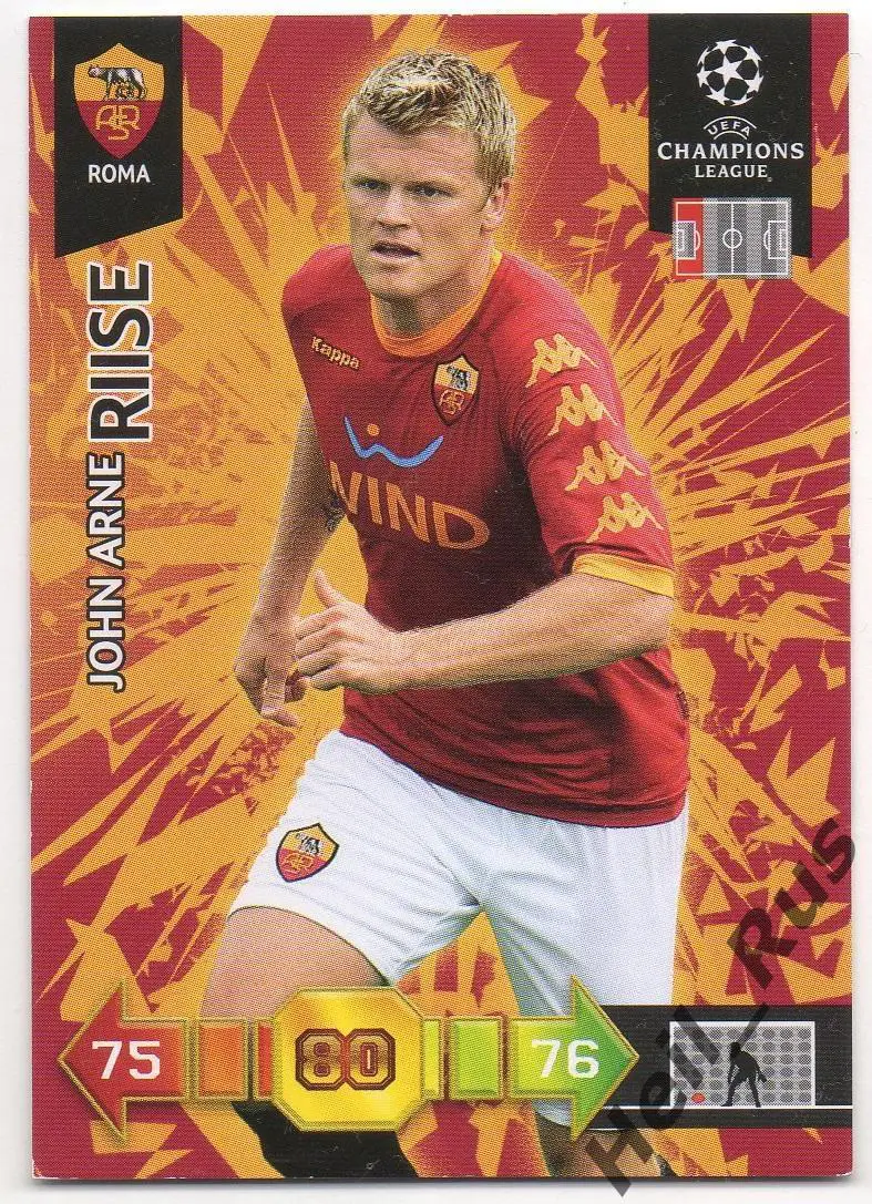 Футбол. Карточка Йон Арне Риисе (Рома, Ливерпуль, Фулхэм) Лига Чемпионов 2010-11