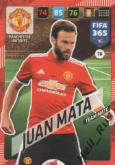Футбол. Карточка Juan Mata / Хуан Мата (Манчестер Юнайтед, Челси) Panini 2017-18